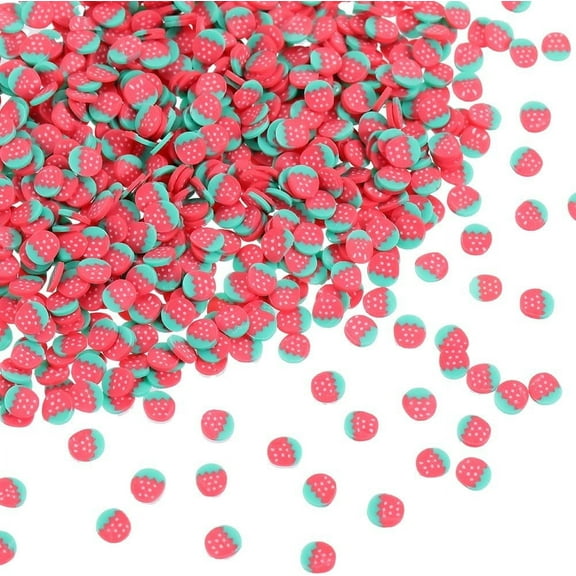 1 Box 100G Strawberry Flatback Charms Fruit Cabochons Bulk Red Polymer Clay Fruits Sprinkles Mini Decoration Filler Embellishment Cabochon