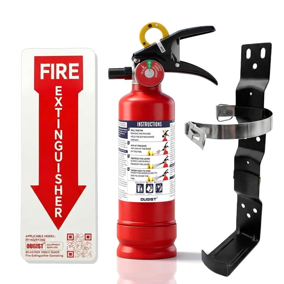Ougist ABC Fire Extinguisher with Home Wall mount Bracket, Quick-Release Handle,2.5lb Dry Chemical Fire Extinguisher kit for home, business and kitchen, Office (Model FF1KG)