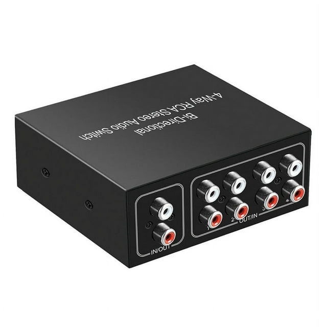 4 Ports Bi-Directional Audio Switcher Box Audio Rotary Switch Plug Play Audio Splitter for TV Game Console Headphone,1 x Stereo Audio Switch,Black