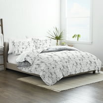 Noble Linens Gray Reversible Flower Field Print 2-Piece Duvet Cover Set, Twin/TwinXL