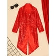 thumbnail image 3 of iiniim Kids Boys Sequins Tailcoat Medieval Vampire Formal Dresscoat Gothic Tuxedo Long Jacket Red 14, 3 of 7