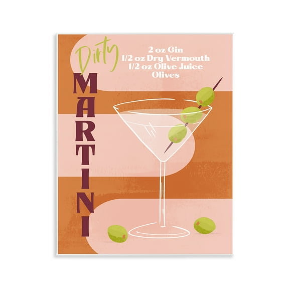 Stupell Industries Retro Dirty Martini Recipe Food & Beverage Painting Unframed Art Print Wall Art, 11 x 14