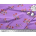 thumbnail image 3 of Soimoi Purple Cotton Duck Fabric Red Berries & Bulbul Bird Printed Fabric 1 Yard 42 Inch Wide, 3 of 3