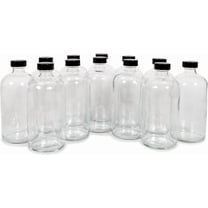 Vivaplex, 12, Clear, 16 oz Glass Bottles, with Lids