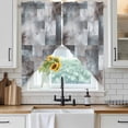thumbnail image 4 of Gray Geometric Kitchen Window Curtains, Swag Curtains Valance for Bedroom Living Room Bathroom, Modern Abstract Art Block Rod Pocket Window Treatment Curtain Block Drapes 2 Panels 36"x63", 4 of 9