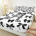 thumbnail image 3 of Feelyou Leopard Print Letter Queen Sheet Sets, Fashion Bowknot Monogrammed A Flat Sheet, Cool Girl Ribbon Queen Fitted Sheet, Ultra Soft Bedroom Decor, 4-Piece, 3 of 7