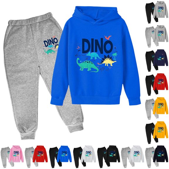 Toddler Boys Clothes 2-Piece Autumn and Winter Children's Hoodie Pullover Set Printed Long Sleeve Cute Sets Size 3-4T ,Beige