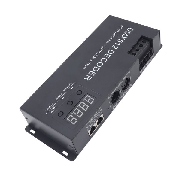 Decodificador DMX 24CH, Operación Clave Pantalla Digital ABS RGB LED DMX512 Controlador Para Luz De Escenario