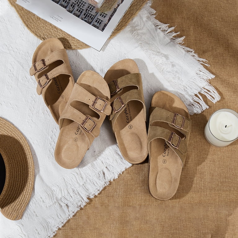 靴  SLIPPER Suede Slide Sandal CozyNest HOPE Adjustable Slide Sandals for Women and Men Cork
