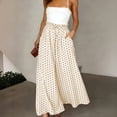 thumbnail image 2 of Minjewel Palazzo Pants for Women Bohemian Culottes - Elastic Waist Polka Dot Print Long Length, Wide Leg Pants for Women Casual Everyday Bottoms, Pants for Women for Summer,Beige S, 2 of 5