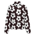 thumbnail image 5 of Jackets for Women Winter Coat Jackets Flannel Stand Collar Jacket(Black And White Floral Design,Size:S-4XL), 5 of 7