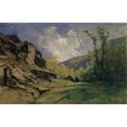 thumbnail image 2 of Gustave Castan 18x13 Gold Ornate Wood Frame and Double Matted Museum Art Print Titled - Rocky Landscape, 2 of 4