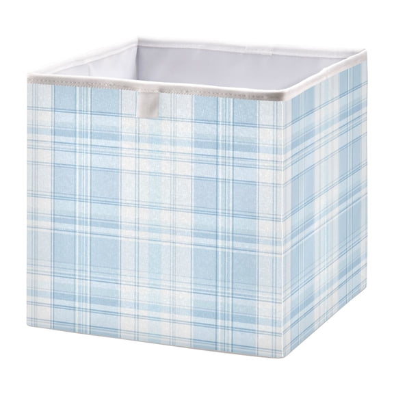 Cabinet Storage Basket 11.02x11.02x11.02 Inches Storage Box Foldable, Storable and Easy to Assemble ，Open Home Storage Bins ，Closet Storage Bins Light Blue Cloth Stripe