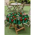 thumbnail image 3 of Outdoor Tablecloth with Umbrella Hole and Zipper, Christmas Trees Round Table Cloth 54 Inch Waterproof Tablecloth, Dark Green Xmas Tree Star Winter Holiday Picnic Table Cover for Patio Camping, 3 of 7