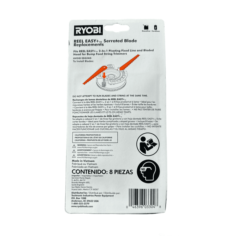 Ryobi Reel Easy + Serrated Blade Replacements (8-Pack)