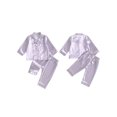thumbnail image 2 of RUINIXCW Toddler Baby Girl Boy Silk Satin Pajamas Set Kids Spring Fall Winter PJS Set Sleepwear Striped Button Down Collar Long Sleeve Shirt Tops and Pants Set Loungewear Homewear, 2 of 7