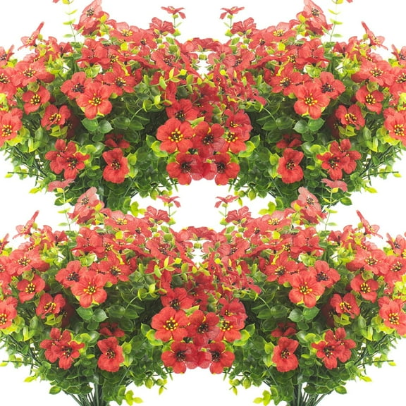 10 Bundles Artificial Flowers Outdoor UV Resistant Fake Flowers No Fade Faux Plants Garden Porch Window Box Decorating (Pink)