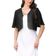thumbnail image 4 of INSPIRE CHIC Shrugs for Women's Ruffle Short Sleeve Open Front Bolero Summer Cropped Cardigan for Dress M Black, 4 of 6