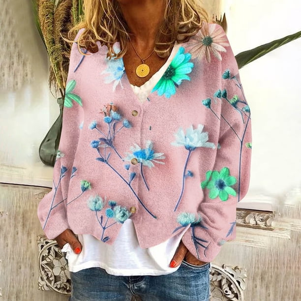 Cárdigan informal para mujer, con botones y estampado navideño, chaqueta de moda, abrigo, blusa de poliéster para mujer