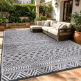thumbnail image 5 of LUOVEN 9x12 Outdoor Rug Waterproof Reversible Plastic Straw Carpet for Patio, Deck, RV, Camping, Porch, Backyard, Boho Grey, 5 of 8