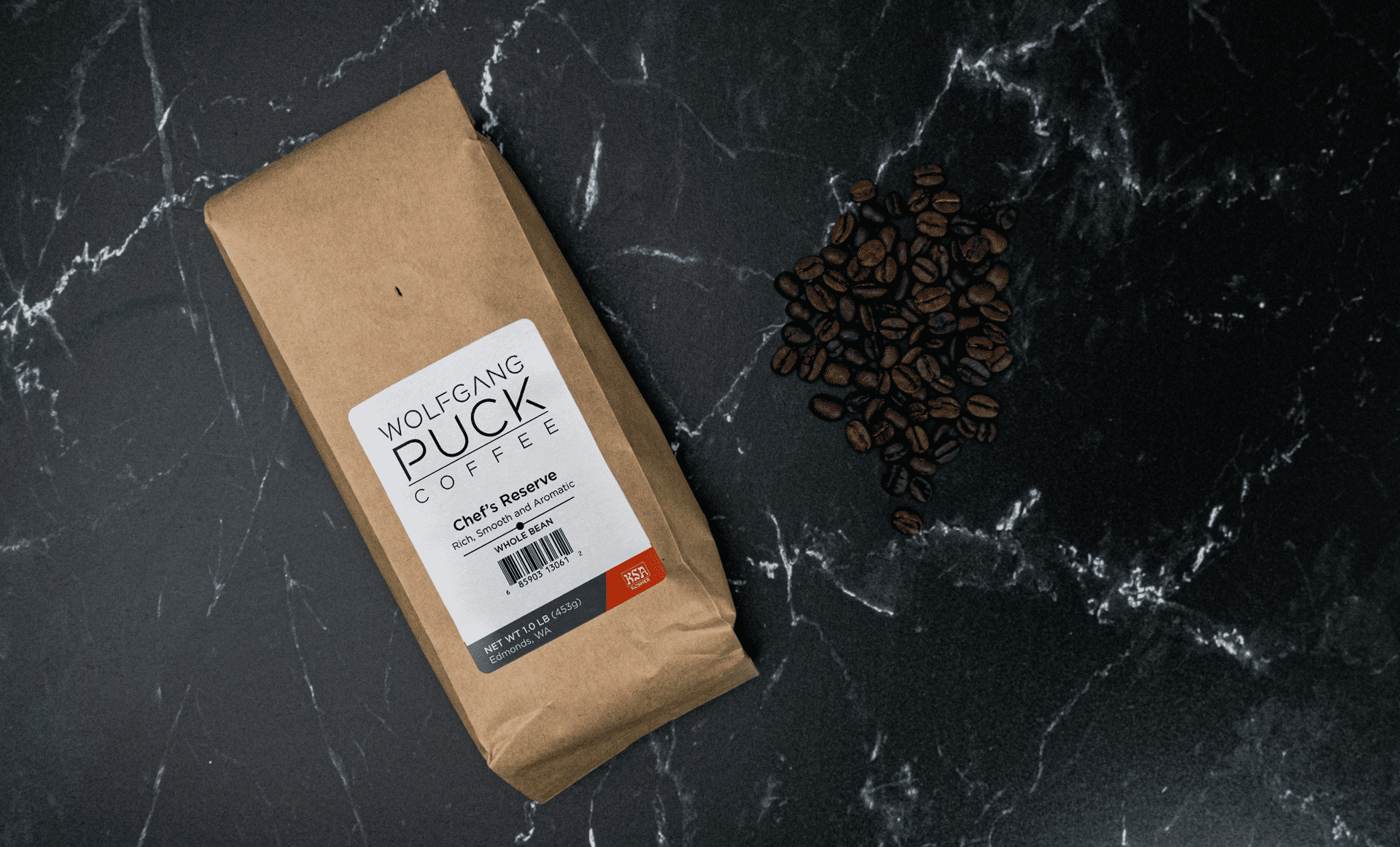 Wolfgang Puck Coffee, Chef's Reserve, Whole Bean Coffee, 1 lb. bag (Pack of 3)