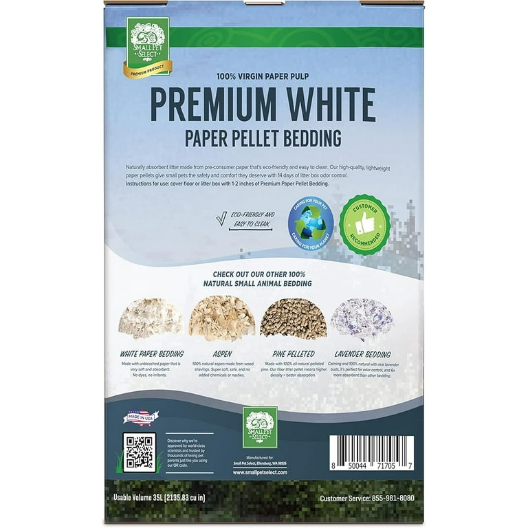 Small Pet Select Premium White Small Animal Pellet Bedding for Rabbit Hamster Guinea Pig Cages and Litter Pans Lightweight Odor Controlling