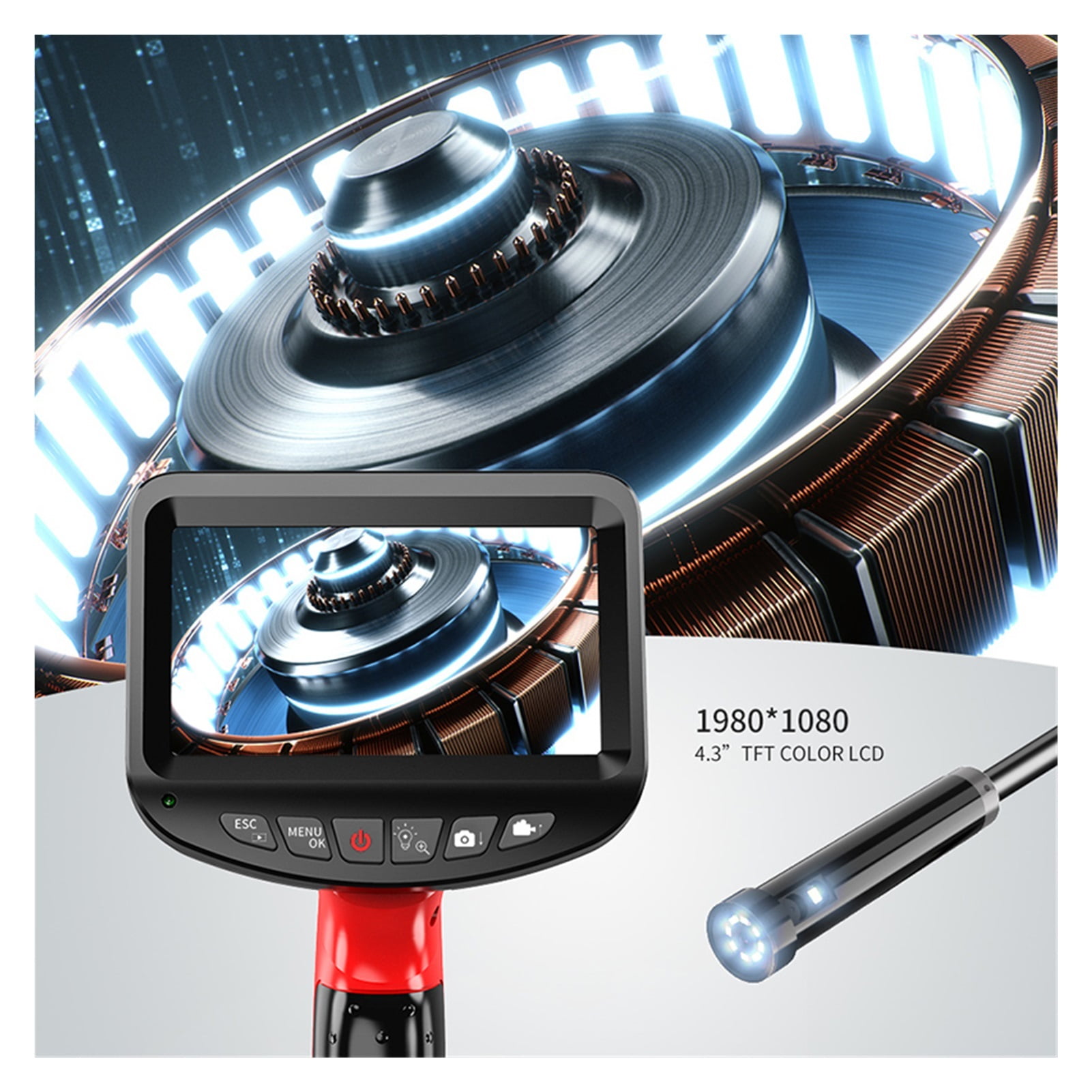 Digital Inspection Camera With 4.3" LCD Monitor IP67 Waterproof Borescope 1080P Dual Endoscope Camera With 6 LED 32GB TF Card , User-Friendly Borescopes