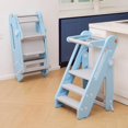 thumbnail image 2 of Toddler Tower Kitchen Stool Helper - & Adjustable Height Kids Learning Stool for Kitchen Counter Bathroom Sink, Child Ladder for Toddlers with Handles, Rail, Non-Slip Pads-Pink, 2 of 8