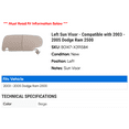 thumbnail image 2 of Left Sun Visor - Compatible with 2003 - 2005 Dodge Ram 2500 2004, 2 of 2