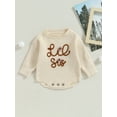 thumbnail image 2 of Wassery Baby Girl Fall Long Sleeve Round Neck Letter Embroidery Knit Bodysuit Jumpsuits 3M 6M 12M 18M 24M Newborn Sweater Romper, 2 of 9