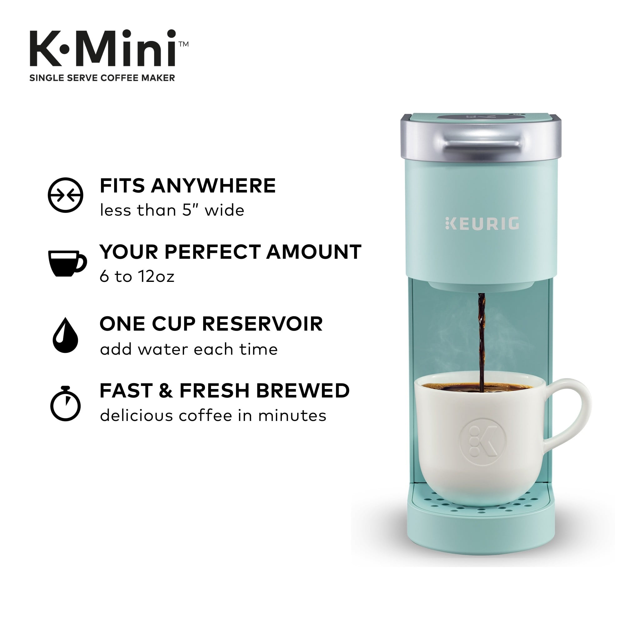 Keurig K-Mini - Cafetera de una sola porción (Oasis) con vaso de acero  inoxidable de doble pared de 12 onzas (2 artículos)