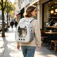 thumbnail image 2 of Cat Carrier Backpack, Pet Carrier Backpack Front Pack for Cat Puppy Dog Carrier Backpack Bag Space Capsule, Pet Carrier for Travel Hiking Camping White#, 2 of 4