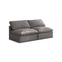 Meridian Furniture Plush Standard Gray Velvet Modular Armless Sofa