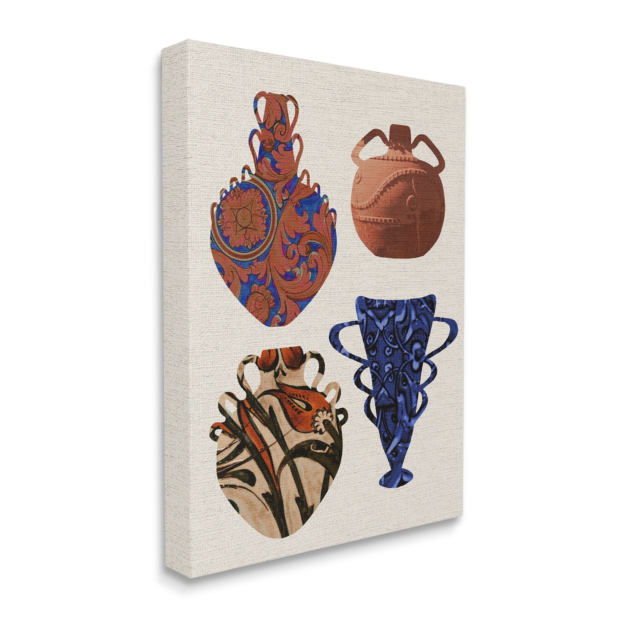 Stupell Industries Antique Pottery Arrangement Diverse Bold Abstract Patterns, 16 x 20,Design by Daphne Polselli