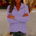 thumbnail image 5 of Women's V-Neck Sweatshirt, Soft Long Sleeve Pullover, Casual Comfortable Top, Lightweight Stretchable Blouse, Everyday Wear V-Neck Knit Shirt for Women Purple L, 5 of 6