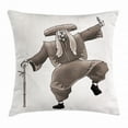 thumbnail image 1 of Kabuki Mask Decoration Throw Pillow Cushion Cover, Orient Style Artist with Makeup and Costume Pose Dance Ancient Art, Decorative Square Accent Pillow Case, 20 X 20 Inches, Umber White, by Ambesonne, 1 of 2
