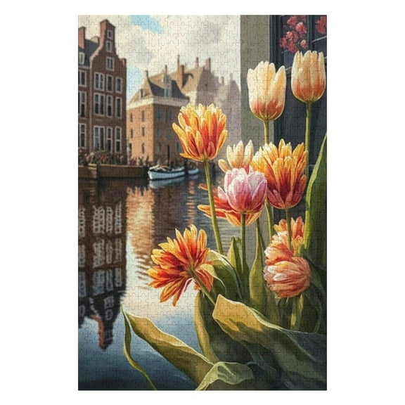 Puzzles for Adults 300 Pieces - Dutch Tulips Bloom Unique Artwork Jigsaw Puzzle, Large Piece Puzzle, Great for Beginners, Gifts for Loved Ones