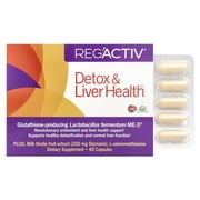 REG'ACTIV Detox & Liver Health, 60 Capsules, with The Glutathione-producing probiotic Lactobacillus fermentum ME-3, Easy-to-Digest Selenium and Milk Thistle Extract