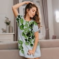 thumbnail image 3 of Fuzoiu Watercolor Green Leaves Print Women Nightgowns, Soft Comfy Lightweight Short Sleeves Sleepwear,Crew Neck Loungewear, 3 of 6