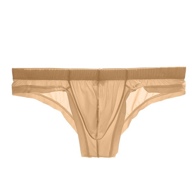Pitauce Mens Ice Silk Thongs See Through Briefs Low Rise String Bikini Underwear Sheer Cheeky Underpants