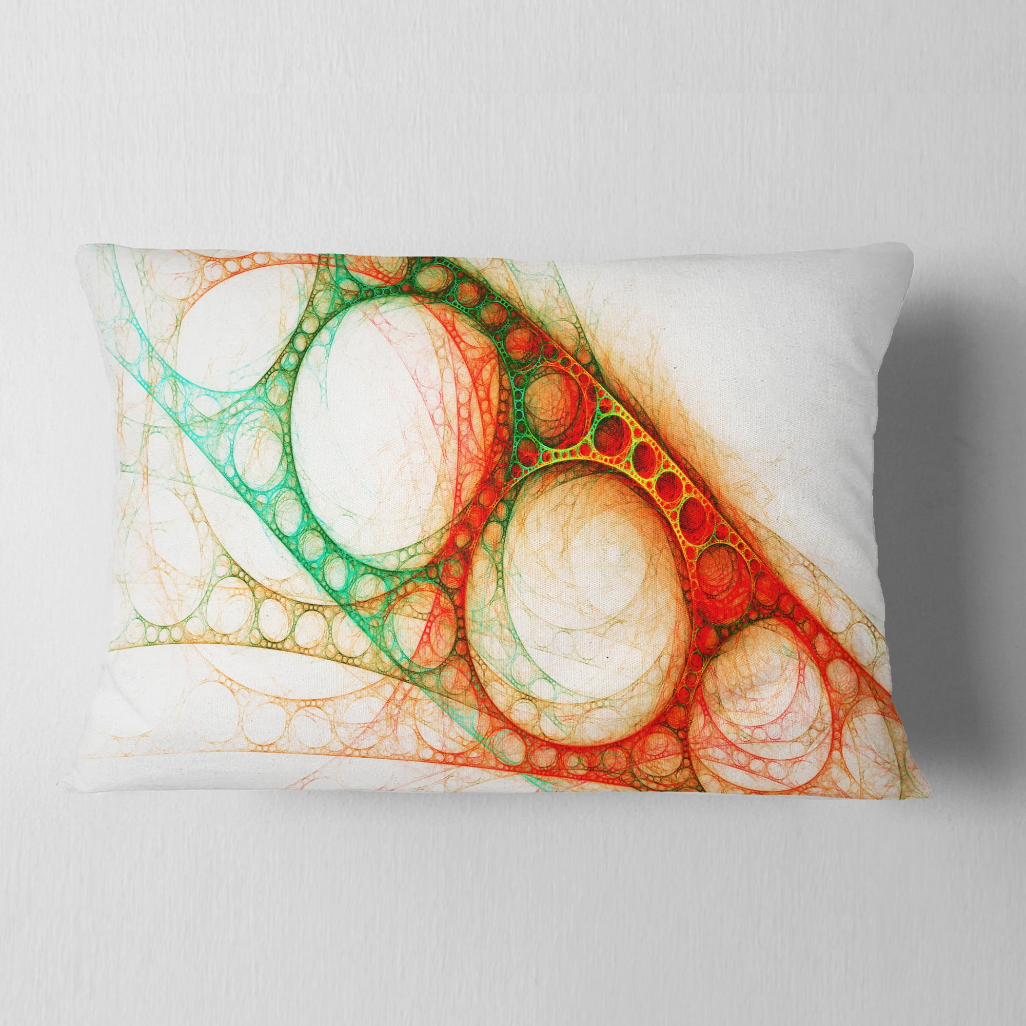 Designart Red Green Metal Constructions - Abstract Throw Pillow - 12x20