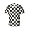 thumbnail image 2 of Yiaed Black and White Checkerboard Print Hawaiian Shirt for Men Short Sleeve Button Down Shirts Beach Shirts for Men-Medium, 2 of 5