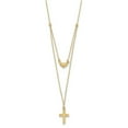 thumbnail image 2 of Primal Gold 14 Karat Yellow Gold 2-Strand Diamond-cut Cross and Heart with 2-inch Extension Necklace, 2 of 5
