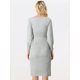 thumbnail image 4 of Vestido de Punto con Cinturón Allegra K para Mujer con Cuello Redondo Mangas faroles Casual Gris XS, 4 of 6