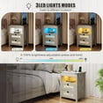 thumbnail image 4 of Night Stand with Gun Drawer, Bedside Table with Charging Station & LED Light, Gun Nightstand for Bedroom Living Room, Rustic Grey, 4 of 7