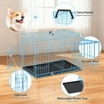 thumbnail image 5 of CL.HPAHKL Small Dog Crate, Folding Metal Dog Kennel Double Door Dog Cage with Plastic Tray, Puppy Crate for Small Dog Indoor Outdoor Travel (Blue, 24 inch), 5 of 7