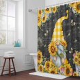 thumbnail image 6 of Sunflower Gnome Shower Curtain for Bathroom Decor, Country Yellow Sunflower Floral Leaf Bee Black Letter Background Waterproof Fabric Shower Curtain, 36"x72" Set with 12 Hooks, 6 of 9