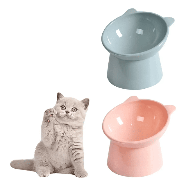 2pz Plato Comedero Inclinado Elevado Para Gato Perro Mascota Xtellar multicolor