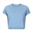 thumbnail image 3 of Camiseta Deportiva de Corta para Mujer, Holgada, Corta, Informal, para Gimnasio Azul XL, 3 of 8