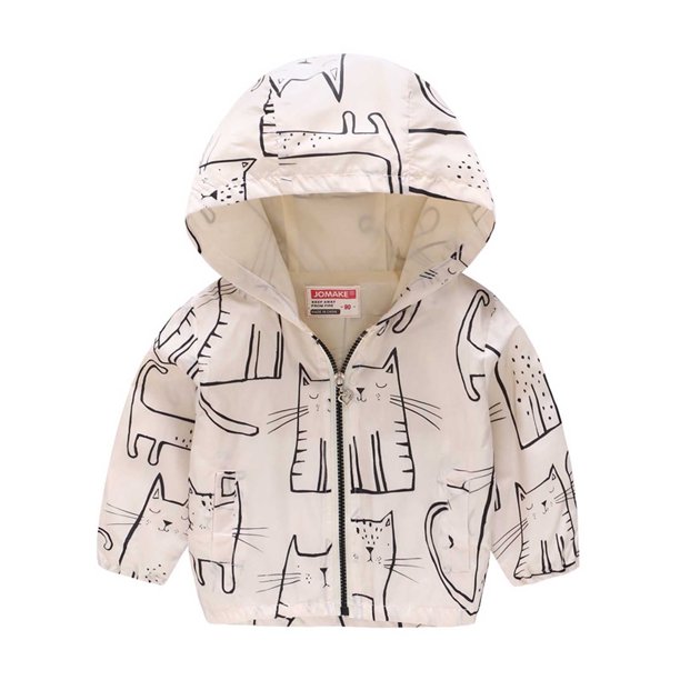 Chaqueta con cremallera y estampado de dibujos animados para niños pequeños de Honeeladyy, abrigo de manga larga a la moda para bebés y niños de 5 a 6 años, chaqueta con capucha estampada, abrigo de